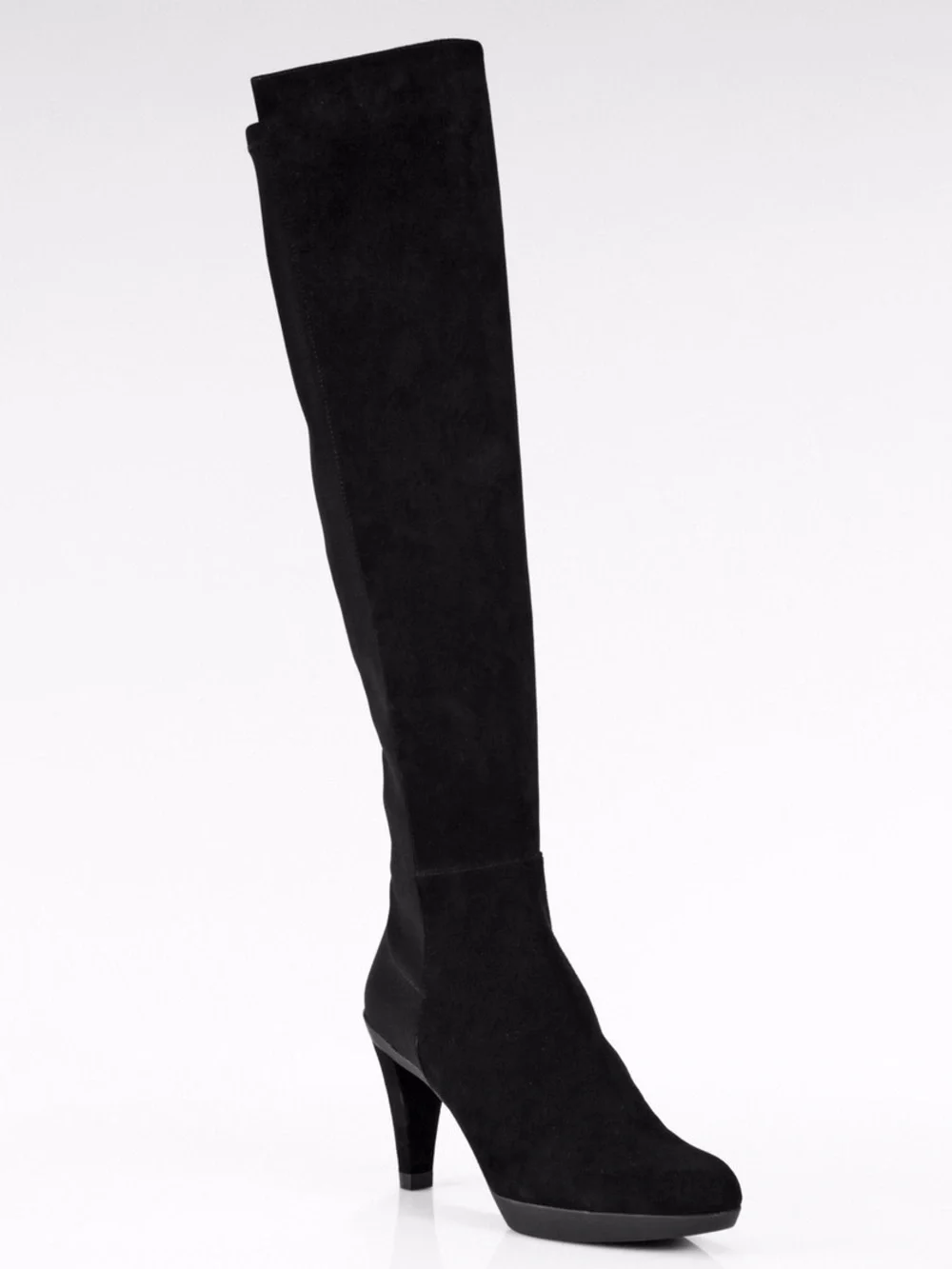 Stuart Weitzman black gothic blockette over-the-knee stretch boots
